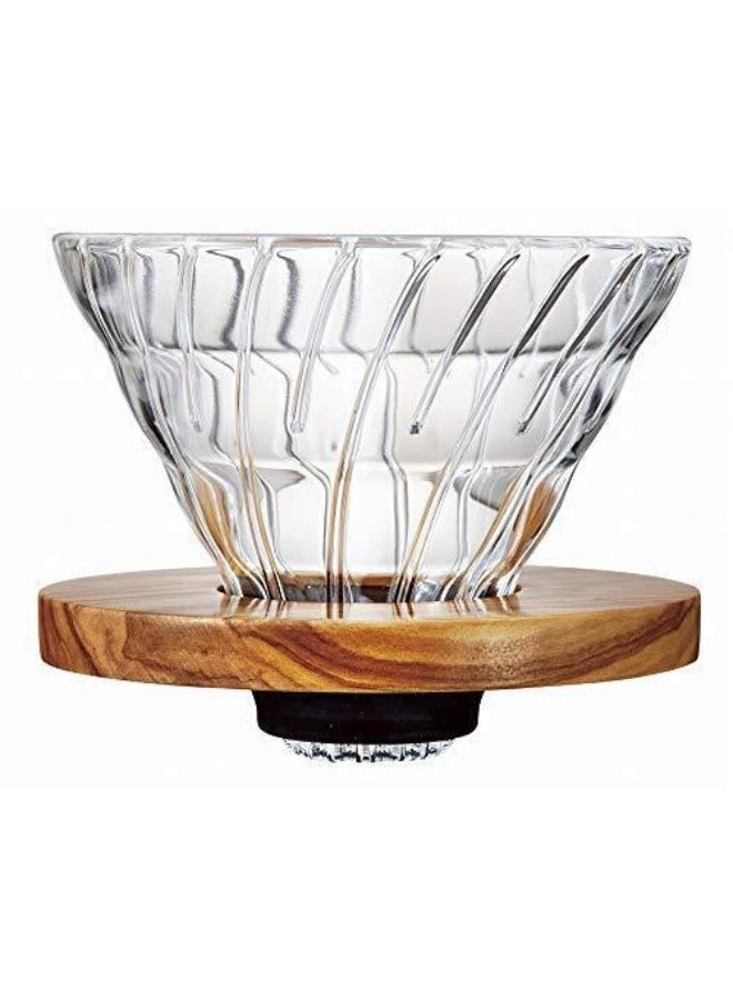 RANK V60 Glass Coffee Dripper With Wooden Base Clear 600ml - Image 1