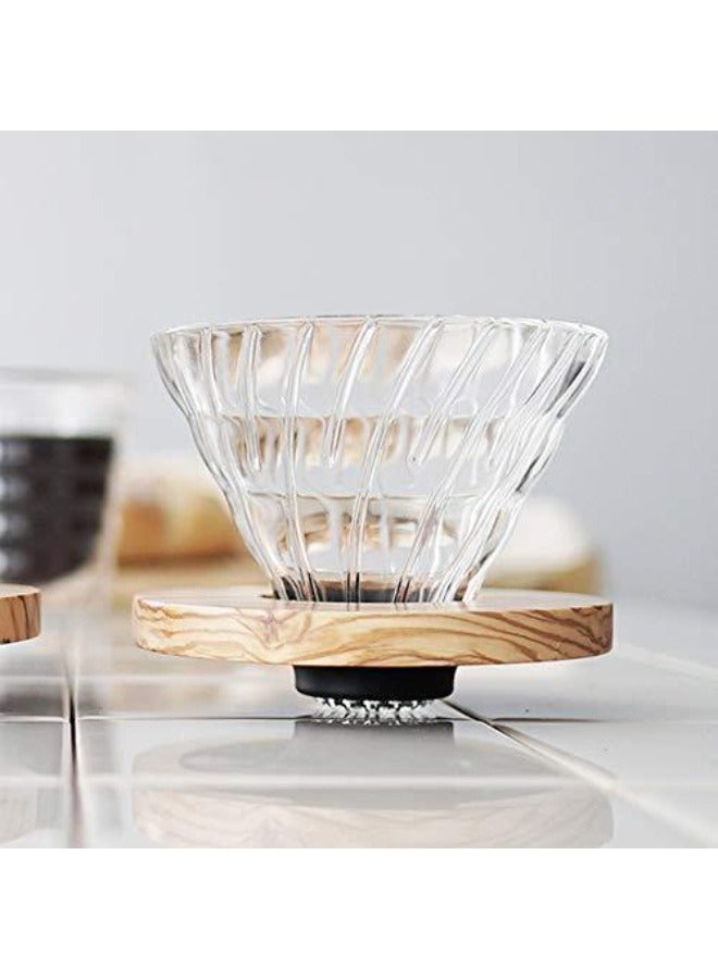 RANK V60 Glass Coffee Dripper With Wooden Base Clear 600ml - Image 3