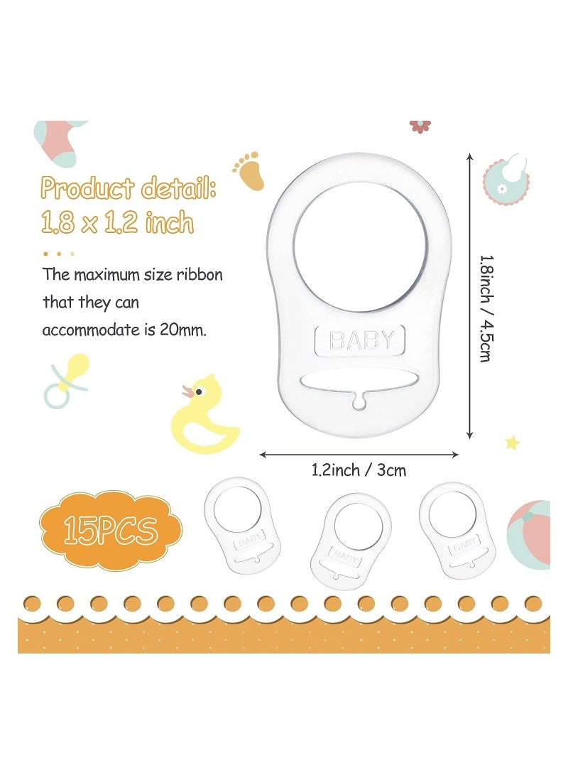 Soft Silicone Baby Pacifier Clips Holders Transparent Silicone Adapter Rings Holder Baby Nipple Rings Baby Pacifier Soother Teething Ribbon Clip 15Pcs - Image 4