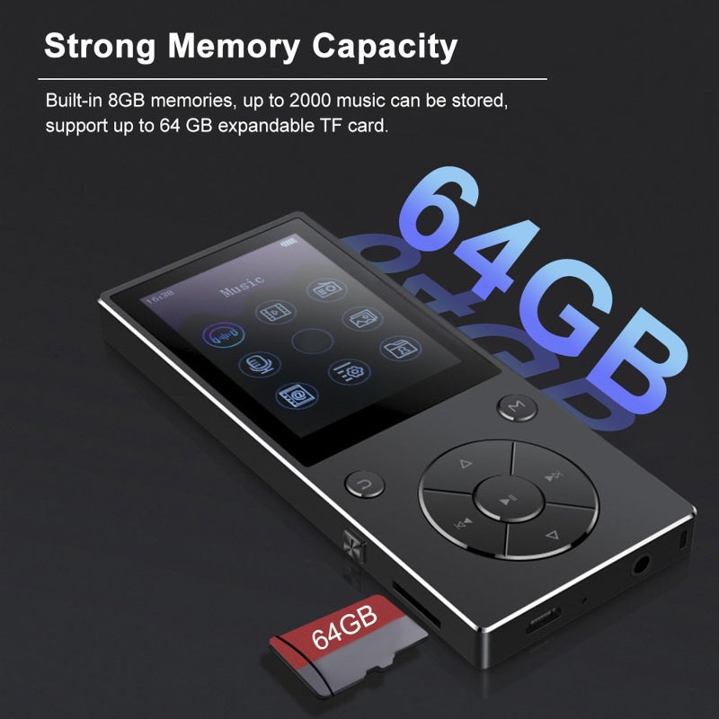 RUIZU D11 8GB MP3 MP4 Player BT Music Player FM Radio Voice Recorder TF Card Slot 3.5mm Earphone Built-in Mic Speaker Support Stopwatch Calendar Alarm Clock Pedometer - Image 2