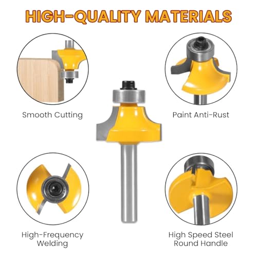 Serplex® 4Pcs Roundover Router Bits Set for Woodworking, 6mm Shank, Multiple Radius Options (1/8", 1/4", 3/16", 5/16"), Durable Tungsten Steel for Smooth, Clean Cuts On Hardwood, Softwood, Plywood - Image 3