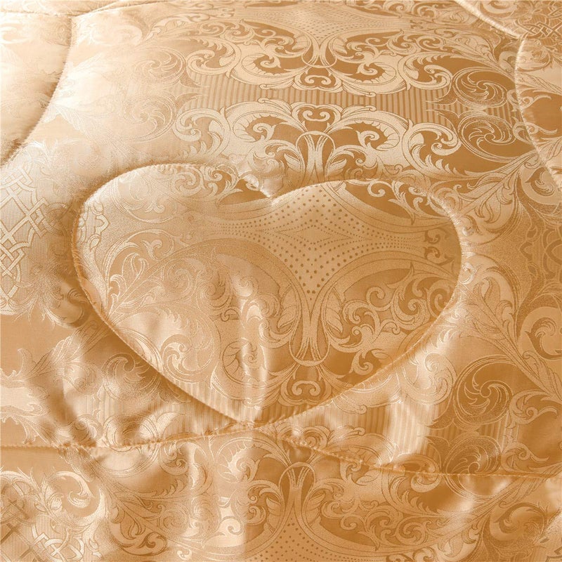 Raytrue-X Queen Comforter Set- Luxury Gold Silk Bed Set All Season Lightweight Quilt Soft Microfiber Bedding comforters & Sets Matching 2 Pillow Shams (Full/Queen, 3 Pieces, 88-by-88 inches) - Image 5