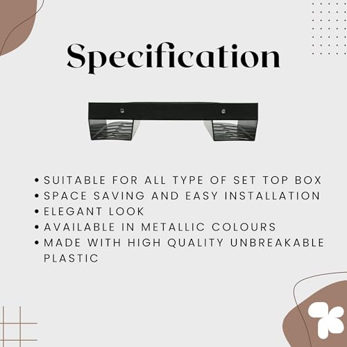 RISSACHI Wall Mount Set Top Box Stand | Universal TV Setup Box & Router Stand | Modem Holder | Wall-Mounted Settop Box Shelf for Receiver, WiFi, DVR, Satellite & Media Devices - Image 4