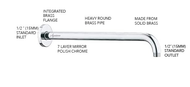Aquieen Aquieen Premium Brass Heavy Shower Arm for Overhead Shower Round 12 - Image 3