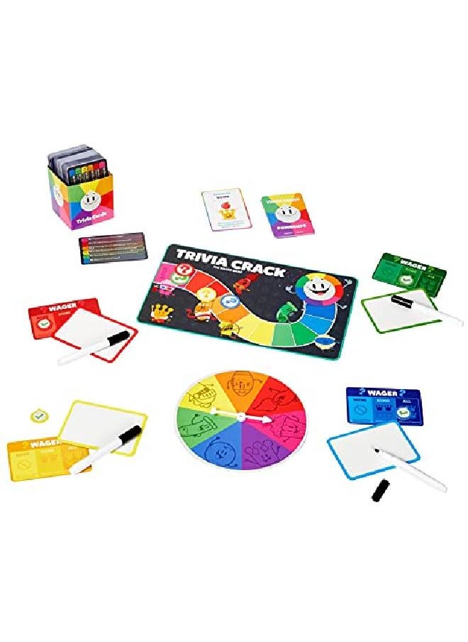 Mattel Games - Trivia Crack The Board Game Based On The Popular Trivia Hits With Single & Multiple Answer Question Cards 1840+ Questions Dry Erase Boards Markers Wager Tokens & Powerup Cards - Image 1