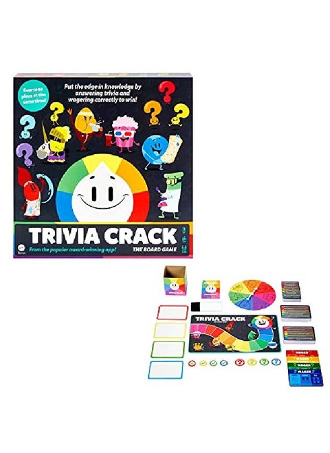 Trivia Crack The Board Game Based On The Popular Trivia Hits With Single & Multiple Answer Question Cards 1840+ Questions Dry Erase Boards Markers Wager Tokens & Powerup Cards