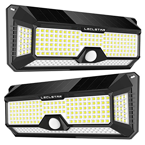 LECLSTAR Solar Outdoor Lights - 4000Lm 268 LED Security Lights with 4 Wide Angle, Motion Sensor Lights for Outside, IP65 Waterproof Solar Powered Wireless Flood Wall Lights with 3 Modes - Image 1