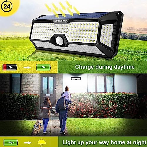 LECLSTAR Solar Outdoor Lights - 4000Lm 268 LED Security Lights with 4 Wide Angle, Motion Sensor Lights for Outside, IP65 Waterproof Solar Powered Wireless Flood Wall Lights with 3 Modes - Image 2
