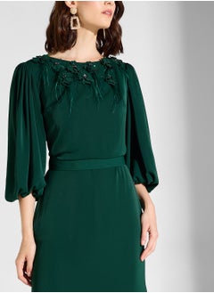 Iyra Crew Neck Balloon Sleeve Dress  - Image 3