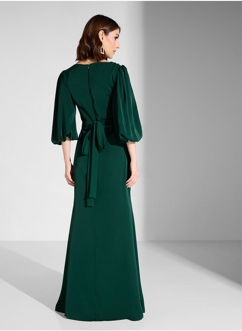 Iyra Crew Neck Balloon Sleeve Dress  - Image 2