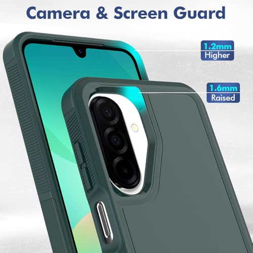 yuanming for Galaxy A17 5G Phone Case,[Military Grade Drop Tested] with Screen Protector, Dual Layer Protective Heavy Duty Cell Phone Cover Non-Slip Shockproof Rugged Case for Samsung A17 5G (Dark Green) - Image 4