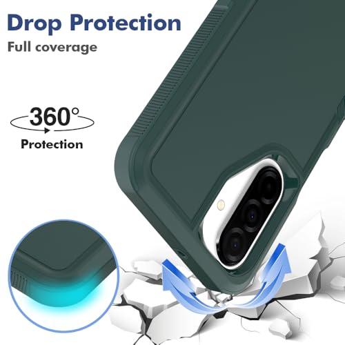 yuanming for Galaxy A17 5G Phone Case,[Military Grade Drop Tested] with Screen Protector, Dual Layer Protective Heavy Duty Cell Phone Cover Non-Slip Shockproof Rugged Case for Samsung A17 5G (Dark Green) - Image 3