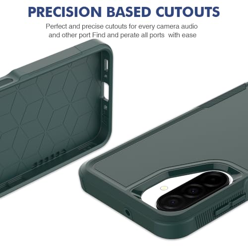 yuanming for Galaxy A17 5G Phone Case,[Military Grade Drop Tested] with Screen Protector, Dual Layer Protective Heavy Duty Cell Phone Cover Non-Slip Shockproof Rugged Case for Samsung A17 5G (Dark Green) - Image 2