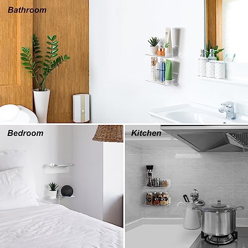 OAPRIRE Clear Acrylic Floating Shelves Set of 2 - Easily Expand Wall Space - Small Wall Shelf with Strong Adhesive for Bathroom, Bedroom, etc - Image 2