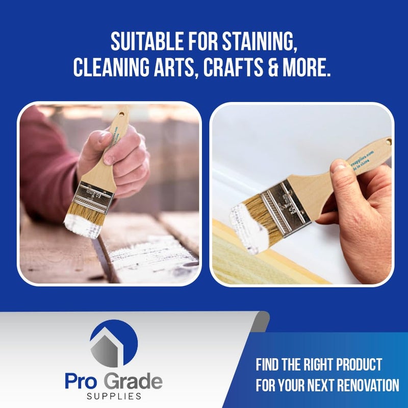 Pro-Grade فرش طلاء برو غريد - عبوة 96 - 2 بوصة - فرش رقيقة - متعددة الاستخدامات للدهانات، البقع، الورنيش - فرش رقيقة بني فاتح 2 بوصة للاستخدام المتعدد - Image 3