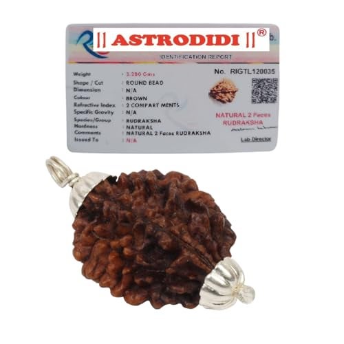 ASTRODIDI 2 Mukhi Ruraksha Two Face Pendant Mantra Siddha and Certified - Image 1