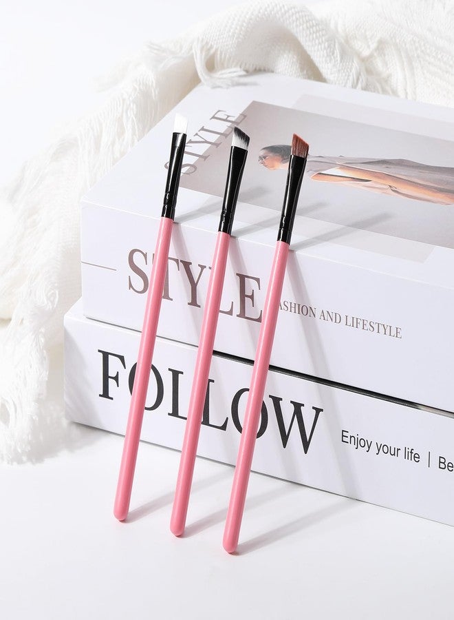 Urtlia Angled Fine Eyeliner Brush， Professional Precision Thin Point Liner Makeup Brushes Set Eye Makeup Tool-Pink(6Pcs) - Image 5