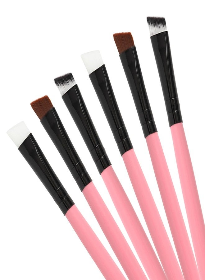 Urtlia Angled Fine Eyeliner Brush， Professional Precision Thin Point Liner Makeup Brushes Set Eye Makeup Tool-Pink(6Pcs) - Image 1