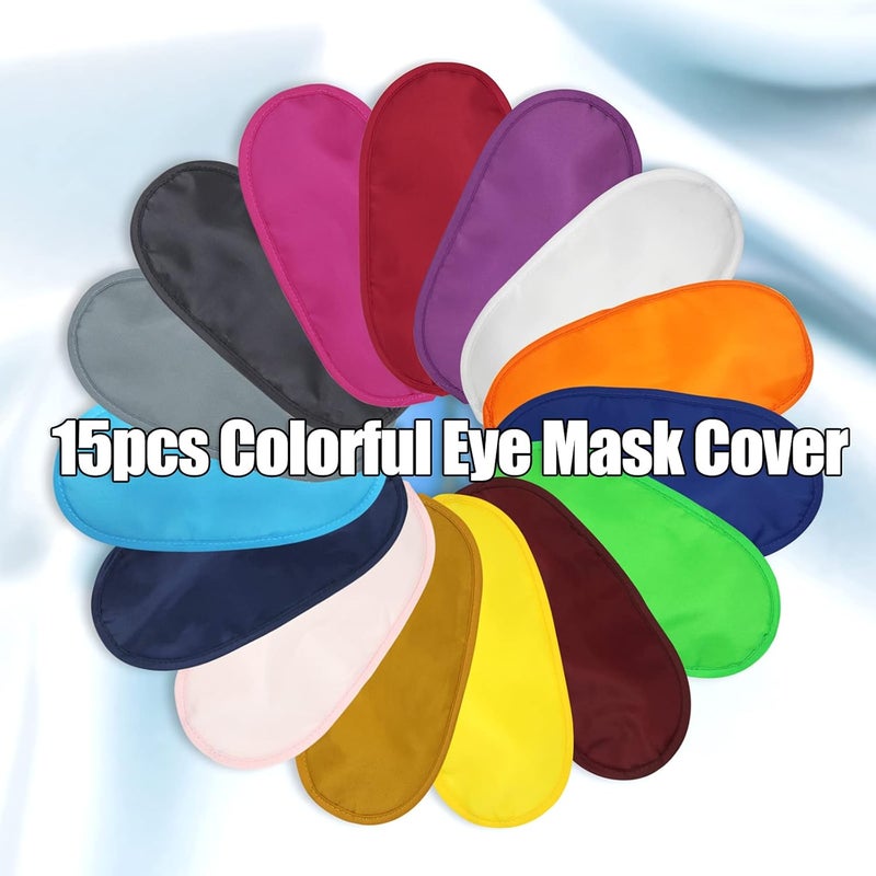 Dreamtop 15 Pack Multicolor Eye Shade Cover Eye Mask Sleeping Blindfold with Nose Pad Colour Blindfold Travel Eye Blinder Sleeping Eye Cover for Travel Sleep Women Men Kids 15 Colors - Image 2