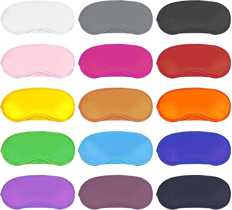 Dreamtop 15 Pack Multicolor Eye Shade Cover Eye Mask Sleeping Blindfold with Nose Pad Colour Blindfold Travel Eye Blinder Sleeping Eye Cover for Travel Sleep Women Men Kids 15 Colors - Image 1