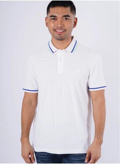 Men's Double Tone Soft Feel Short Sleeves Polo in White