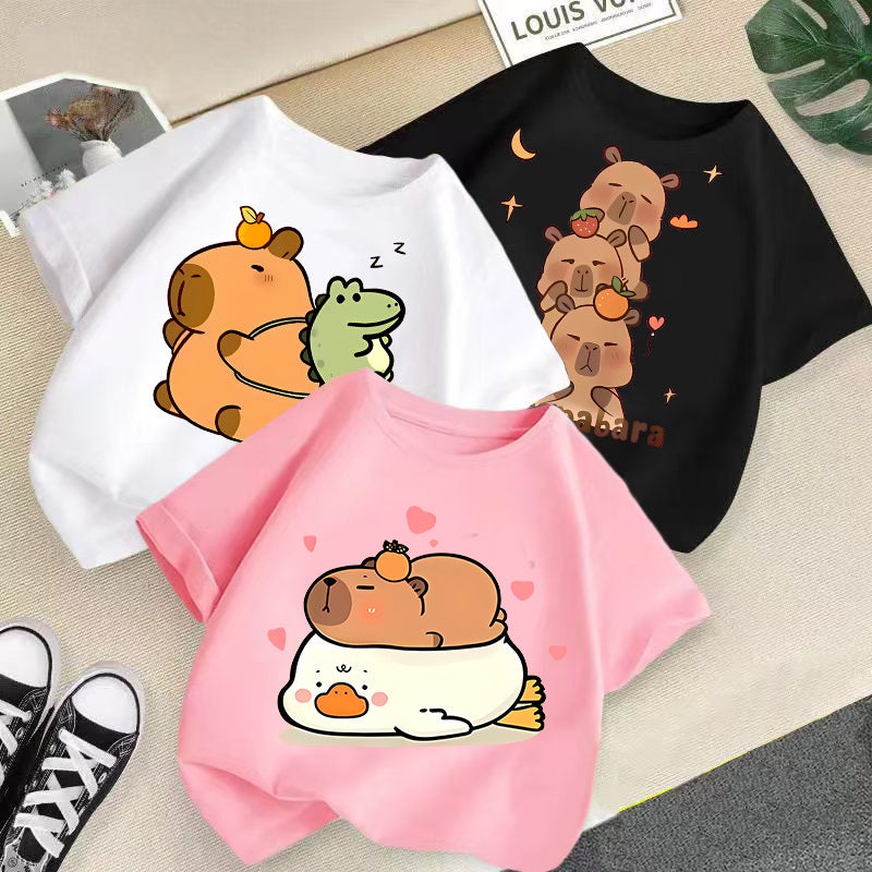 Trade 2026 New Style Boys And Girls Short-Sleeved T-Shirts Summer Children'S Cartoon Tops Girls Casual Summer Clothes Trendy - Image 2