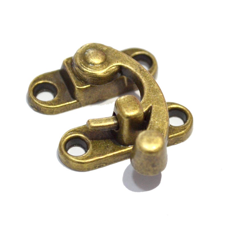 CNLEIFU 5 PCS Antique Hook Hasp Vintage Bronze Swing Lock Clasp Right Latch Closure with Screws for Suitcase Case Jewelry Wooden Boxes Length118 Height 138 