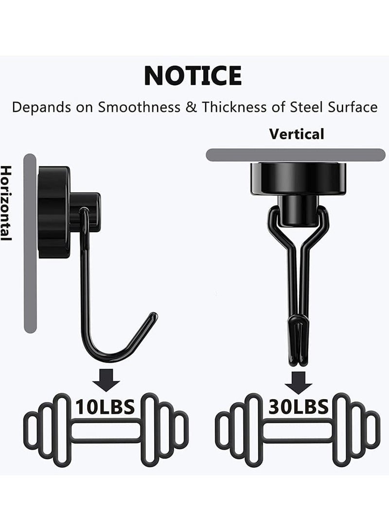 SYOSI Magnetic Hooks, Heavy Duty Strong Neodymium Magnet Hook 30 Lbs with Rust Proof for Indoor Outdoor Hanging, Refrigerator, Grill, Kitchen, Key Holder, Locker, Classroom, Black, Pack of 8 - Image 4