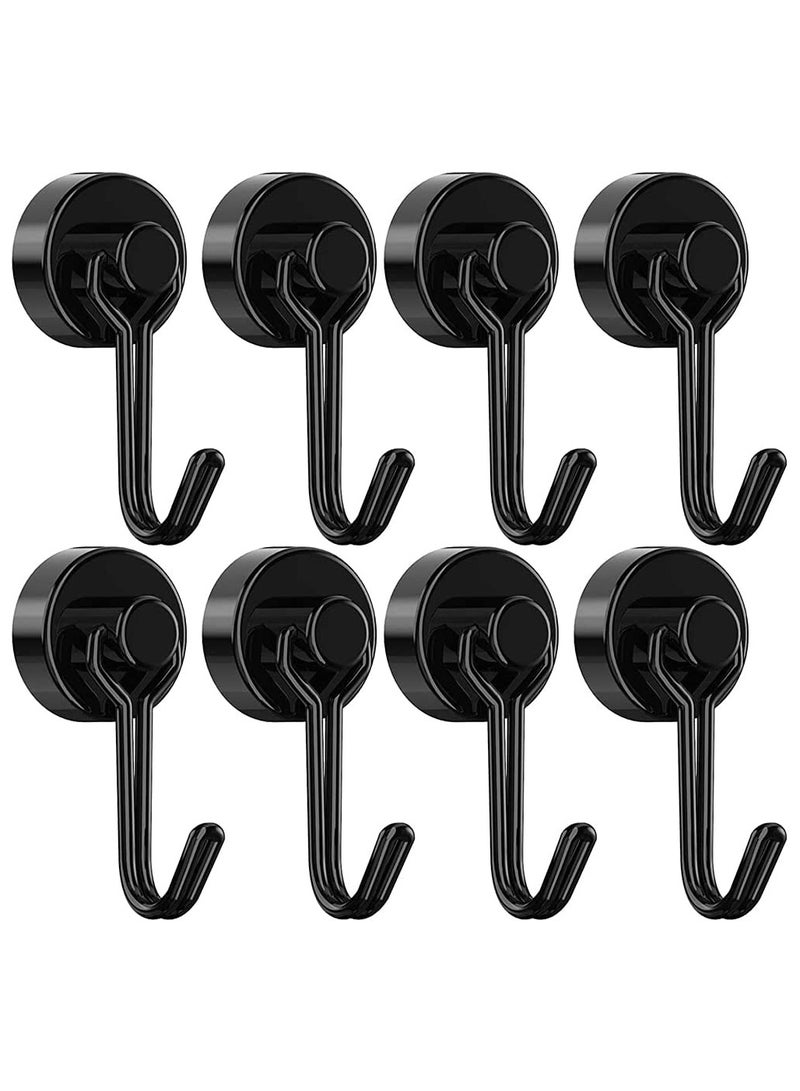 SYOSI Magnetic Hooks, Heavy Duty Strong Neodymium Magnet Hook 30 Lbs with Rust Proof for Indoor Outdoor Hanging, Refrigerator, Grill, Kitchen, Key Holder, Locker, Classroom, Black, Pack of 8 - Image 1