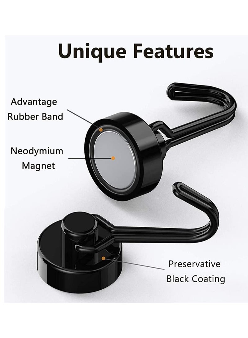 SYOSI Magnetic Hooks, Heavy Duty Strong Neodymium Magnet Hook 30 Lbs with Rust Proof for Indoor Outdoor Hanging, Refrigerator, Grill, Kitchen, Key Holder, Locker, Classroom, Black, Pack of 8 - Image 3