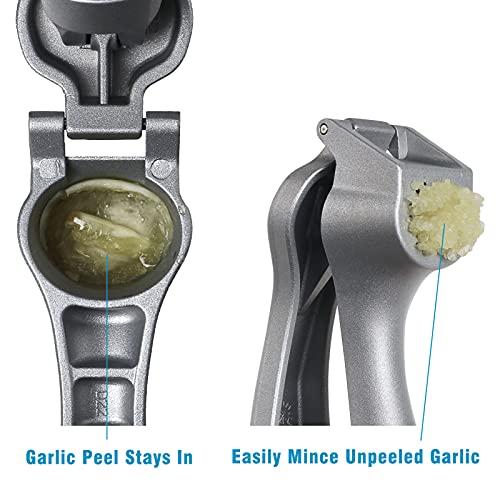 ReneeChef Garlic Press, Garlic Mincer Easy-squeeze Ergonomic Handle, Rust Proof, No Need To Peel, Professional Ginger Press & Garlic Crusher with Handy Cleaning Brush- Dishwasher Safe - Image 4