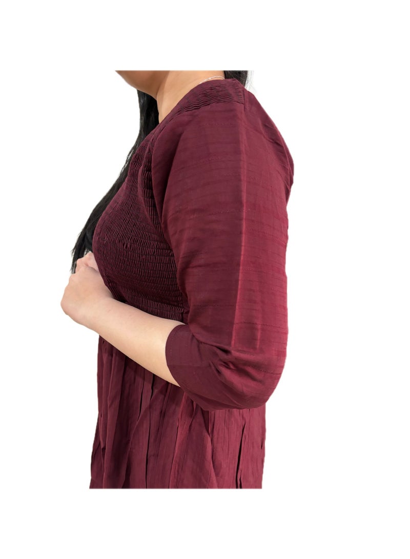 Zebees Smocked Cotton Maternity Dress, Comfortable & Stylish  - Image 3
