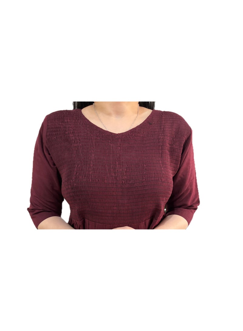 Zebees Smocked Cotton Maternity Dress, Comfortable & Stylish  - Image 4