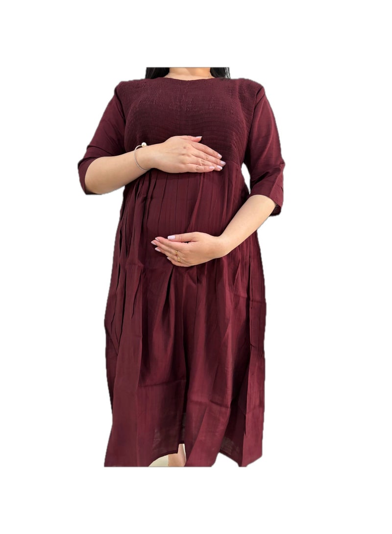 Zebees Smocked Cotton Maternity Dress, Comfortable & Stylish  - Image 5