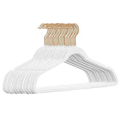 TIMMY Hangers NonSlip Velvet Hangers Suit Hangers 50Pack Ultra Thin Space Saving Coat Hanger and Heavy Duty Clothes Hangers Hold Upto 10 LbWhite Velvet Hangers - Image 1