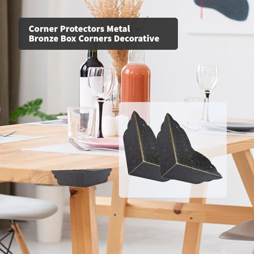 Mcredy Corner Protectors for Furniture,4 Pack Table Corner Protectors Metal Bronze Box Corners Decorative 2.8x2.8x1.2(LxWxH),Side Length 2.8" - Image 3