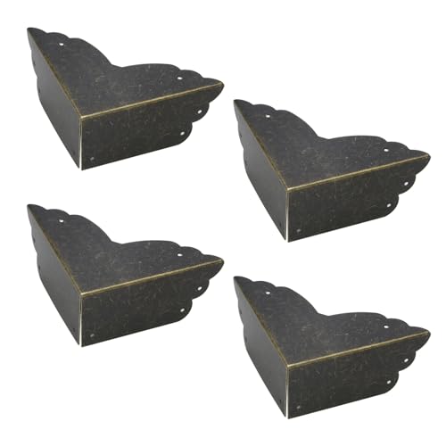 Mcredy Corner Protectors for Furniture,4 Pack Table Corner Protectors Metal Bronze Box Corners Decorative 2.8x2.8x1.2(LxWxH),Side Length 2.8" - Image 1