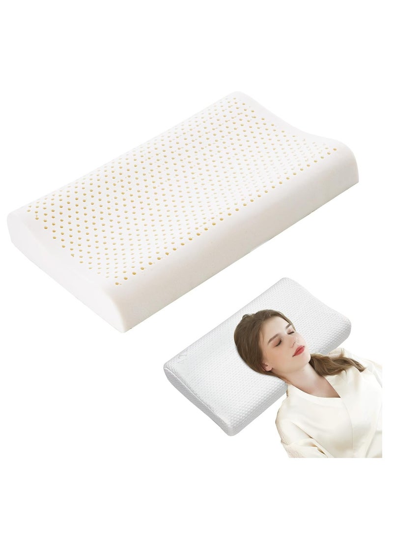 إسكدنيا وسادة أطفال من اللاتكس الطبيعي، وسادة لاتكس ناعمة مع غلاف وسادة مريح، وسادة عنق لاتكس عديمة الرائحة مصممة للمستخدمين الذين ينامون على الجانب والظهر والمعدة - Image 3