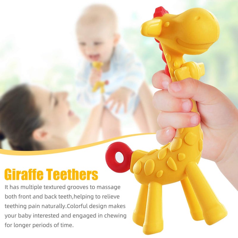 SHARE&CARE BPA Free Silicone Giraffe Baby Teether Toy with Storage Case, for 3 Months Above Infant Sore Gums Pain Relief and Baby Shower, Baby Teething Toys (Yellow) - Image 2