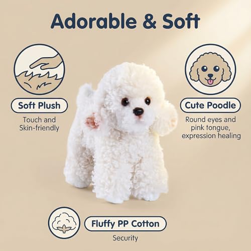 CU-MATE CUMATE 12 Plush Poodle Dog Toys SimulationRealistic Lifelike Soft Stuffed Animal Dog Handmade Stuffed Dog Toys Present Gift for Boys and Girls - Image 5