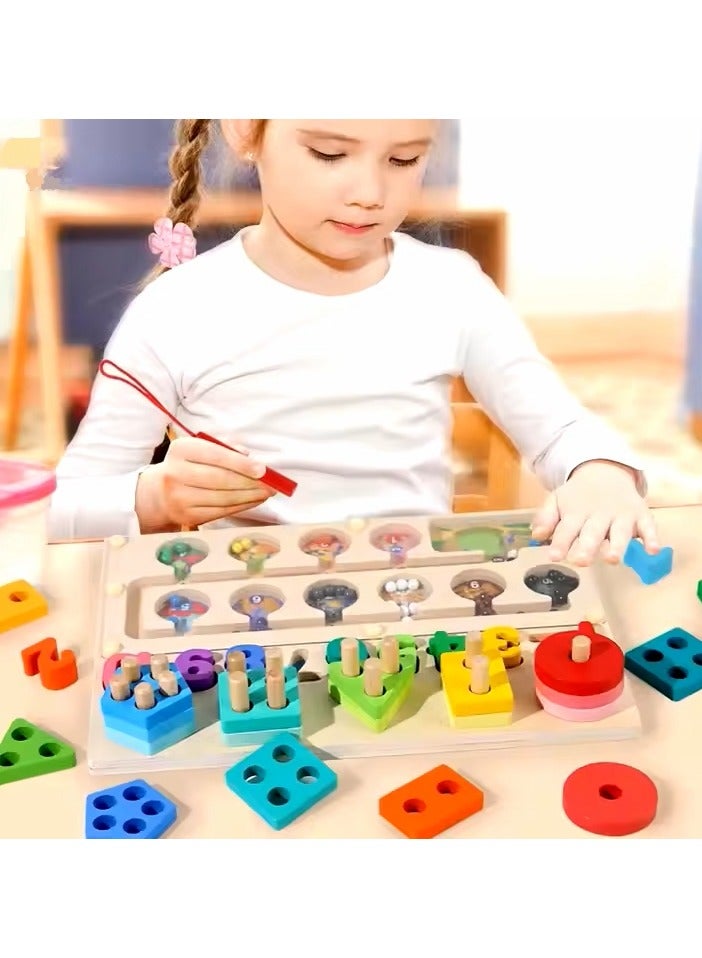 Quantity color classification teaching aids, Magnetic Color and Number Maze, Wooden Magnet Maze Color And Number Shape Sorter, Cognitive 3D Puzzles Board, Game Kids, Montessori Educational Toys, Educational Toys (Numbers, colors, shapes) - Image 2
