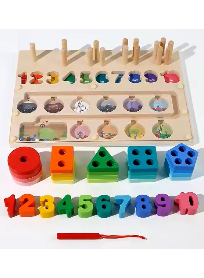 Quantity color classification teaching aids, Magnetic Color and Number Maze, Wooden Magnet Maze Color And Number Shape Sorter, Cognitive 3D Puzzles Board, Game Kids, Montessori Educational Toys, Educational Toys (Numbers, colors, shapes) - Image 5