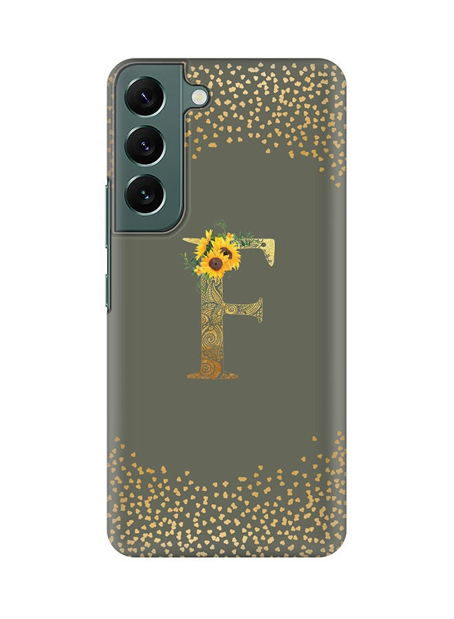 Stylizedd Monogram Slim Cover for Samsung Galaxy S22+ 5G Case Custom Initials Letter Floral Pattern Snap Series Mobile Cover Matte Alphabet  - F (Olive Green) - Image 1