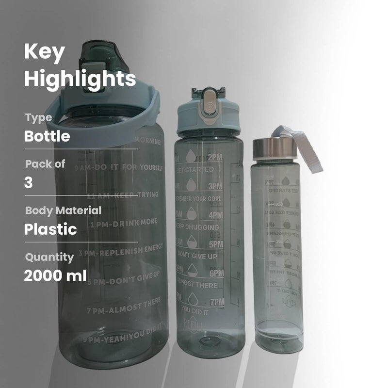 Generic Motivational Water Bottle Set 900ml 300ml 2000ml Leakproof BPA Free  - Image 3