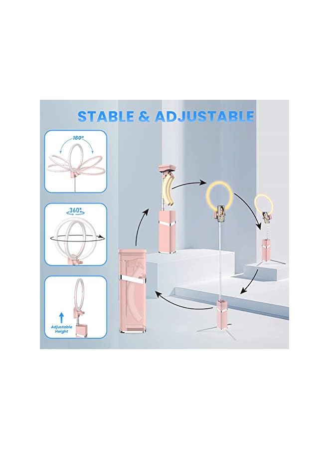 Excefore Travel Ring Light With Stand 10” Rechargeable Cordless Ring Light 4000Mah Battery 79” Foldable Selfie Tripod Stand Portable Ring Light For Phone Selfie Live Stream Video - Image 4