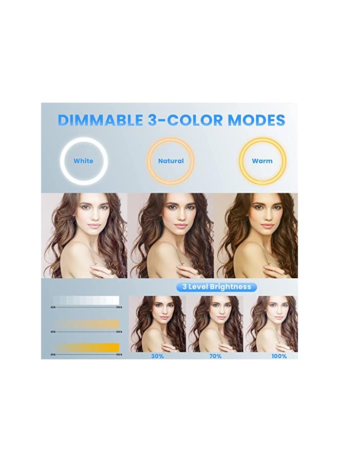 Excefore Travel Ring Light With Stand 10” Rechargeable Cordless Ring Light 4000Mah Battery 79” Foldable Selfie Tripod Stand Portable Ring Light For Phone Selfie Live Stream Video - Image 3