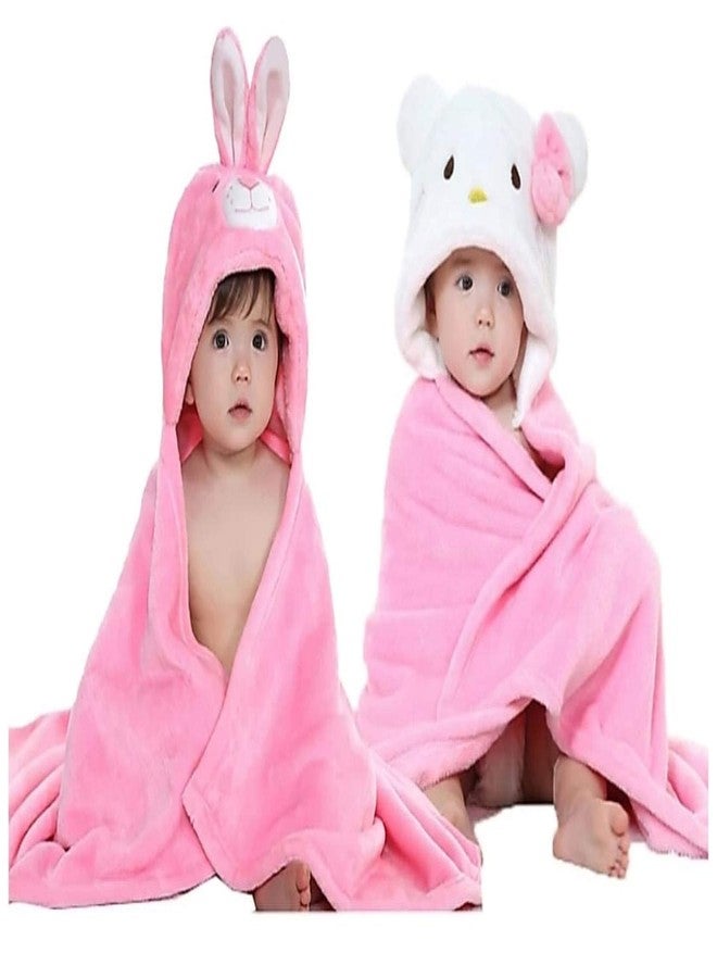 First Kick Fleece Baby Blankets Newborn Combo Pack of Super Soft Bathrobe Baby Wrapper Cum Baby Bath Towel For Baby Boys, Baby Girls, Babies (80Cm X 80Cm, 0-6 Months) Pack of 2, Lightweight, Silver - Image 1