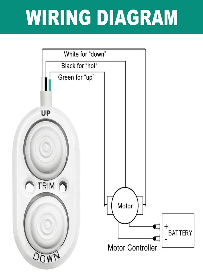 IHOUMEX Tilt Trim Switch for Boat Outboard Motor Up Down Control Trim Switch with IP67 Waterproof for Marine Boat Yacht Ships 12V DC, White - Image 2