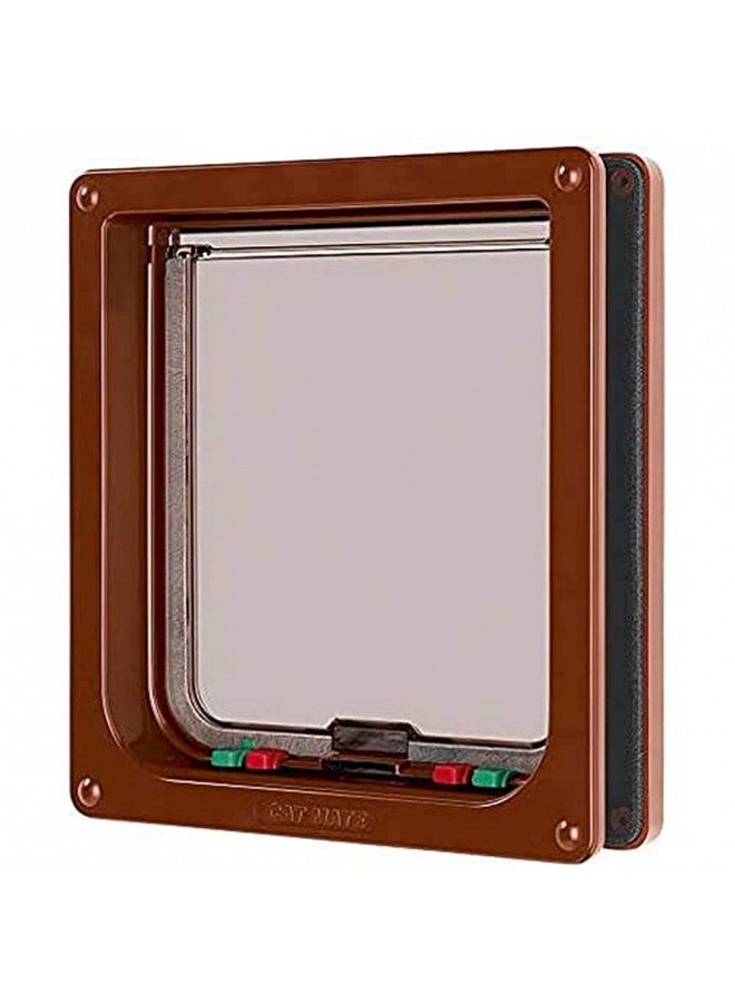 Cat Mate Large 4-Way Cat Door for Large Cats and Small Dogs with Magnetic Catch and Durable, Rigid Flap - Brown - Image 1