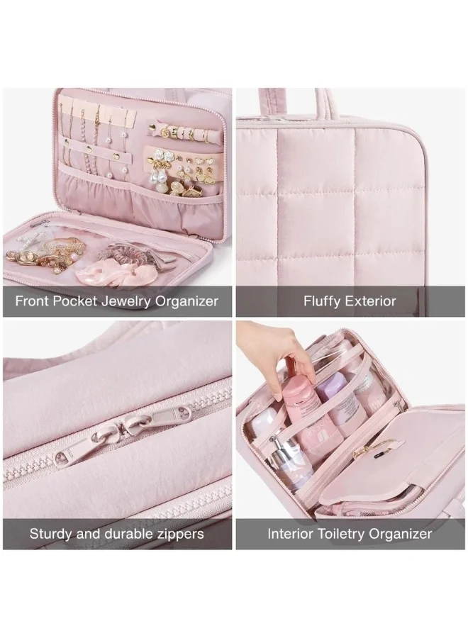 باج سمارت BAGSMART Light Pink Spacesaver ExploreEase Puffy Multi-Functional Toiletry Bag